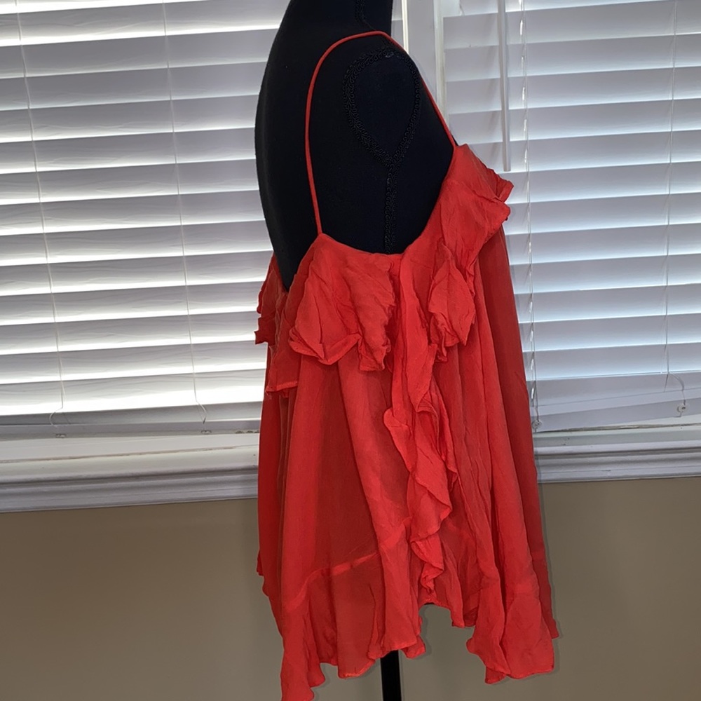 Women's Ruffled Red Top - Picture 7 of 12